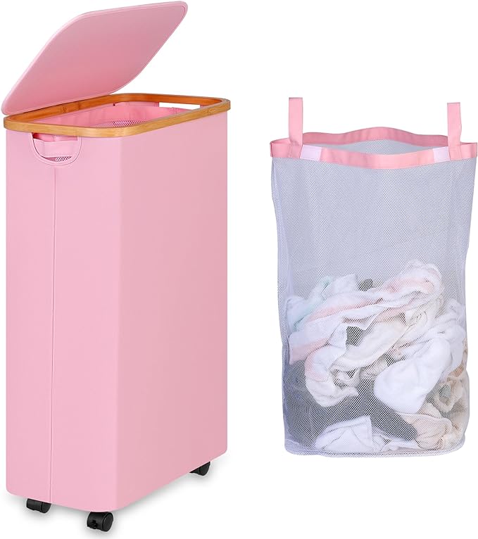 75L Laundry Basket with Wheels, Clothes Hamper by iEGrow