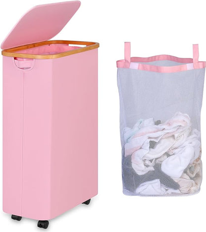 75L Laundry Basket with Wheels, Clothes Hamper by iEGrow