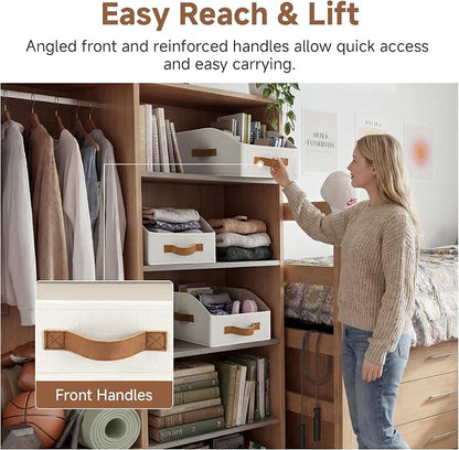 StorageWorks Closet Baskets for Organizing, Trapezoid Storage Bins, Linen - Image 3