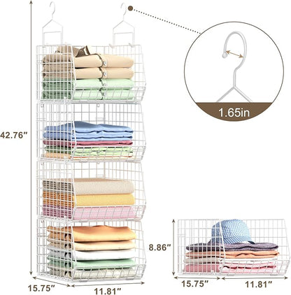4" Extra Deeper Foldable Hanging Closet Organizer, Small Wire Cabinet Shelves - Image 3