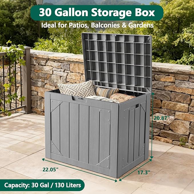 Outdoor Storage Box, 30 Gallon Deck Box Outdoor Storage Bench Outside - Image 6