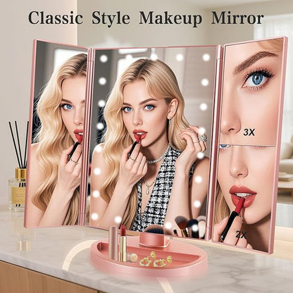 Tri-fold Lighted Vanity Makeup Mirror - Image 3