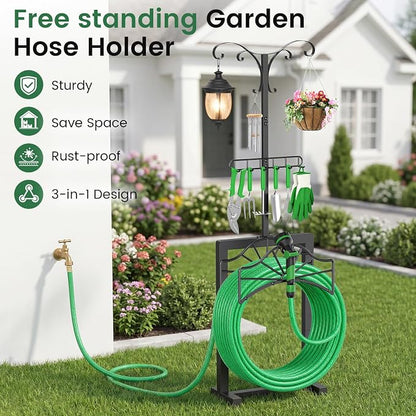 71 Inch Garden Hose Holder, Heavy Duty Free Standing Hose Rack - Image 7