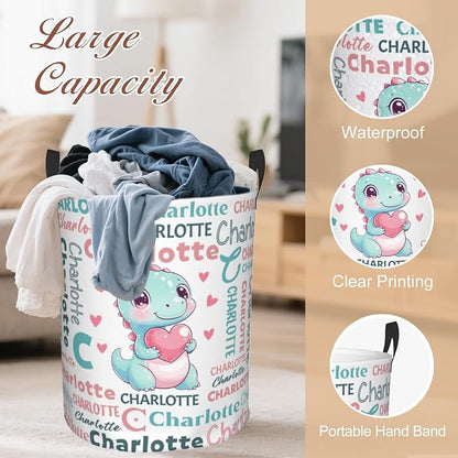Custom Name Laundry Hamper, Personalized Dinosaur Laundry Basket - Image 4