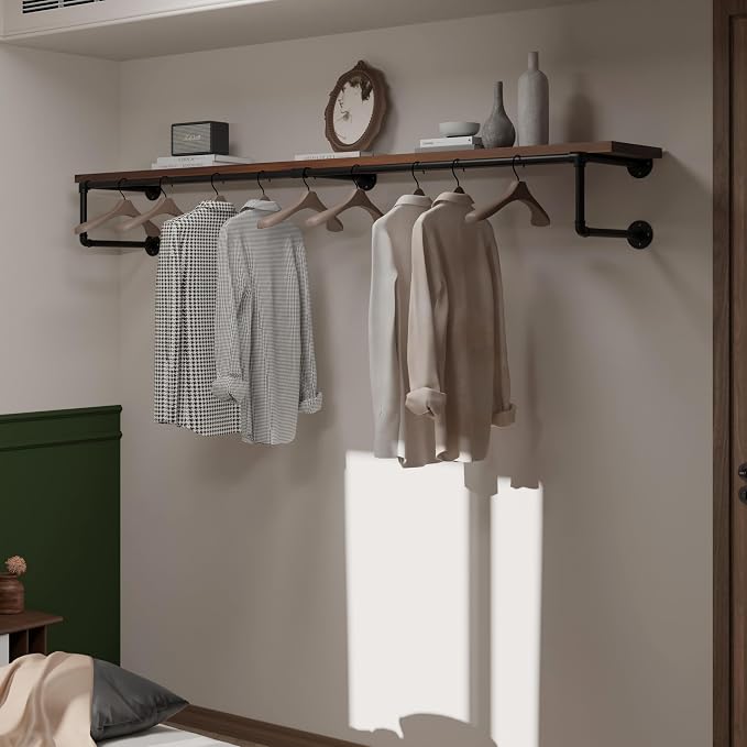 Clothes Rack 70in, Wall Mounted Garment Racks - Image 3