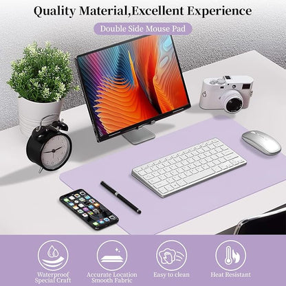 Bloss Purple Desk Mat, Double-Sided Leather Desk Pad, Desk Matt - Image 7