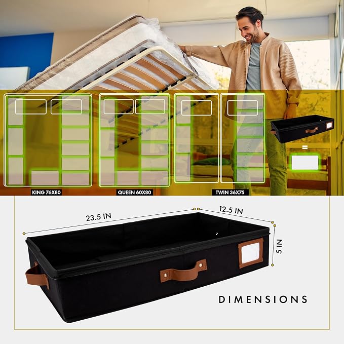 HOMELUX THEORY 2pc Under Bed Storage Containers, Bedroom Under the Bed Drawer - Image 2