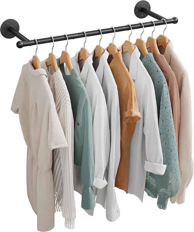 OROPY 33" Industrial Pipe Clothing Rack, Wall Mounted Clothes Rack | Closet Rods - Image 2