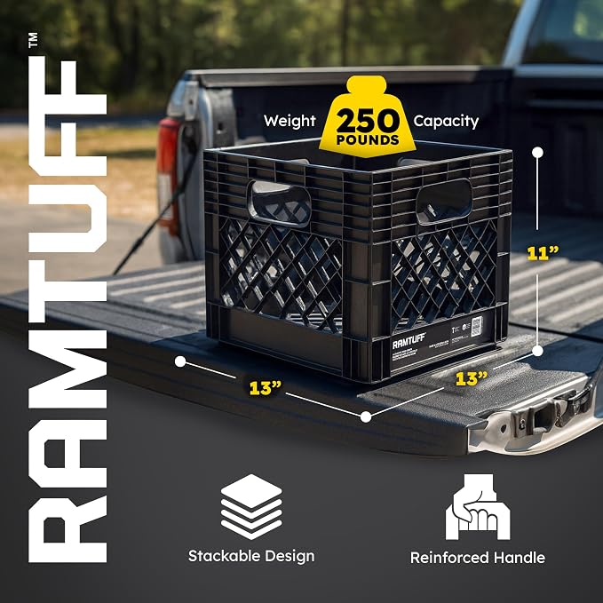 Ramtuff 1 Pack Storage Milk Crate, Durable Plastic Home Organizers, Stackable - Image 2