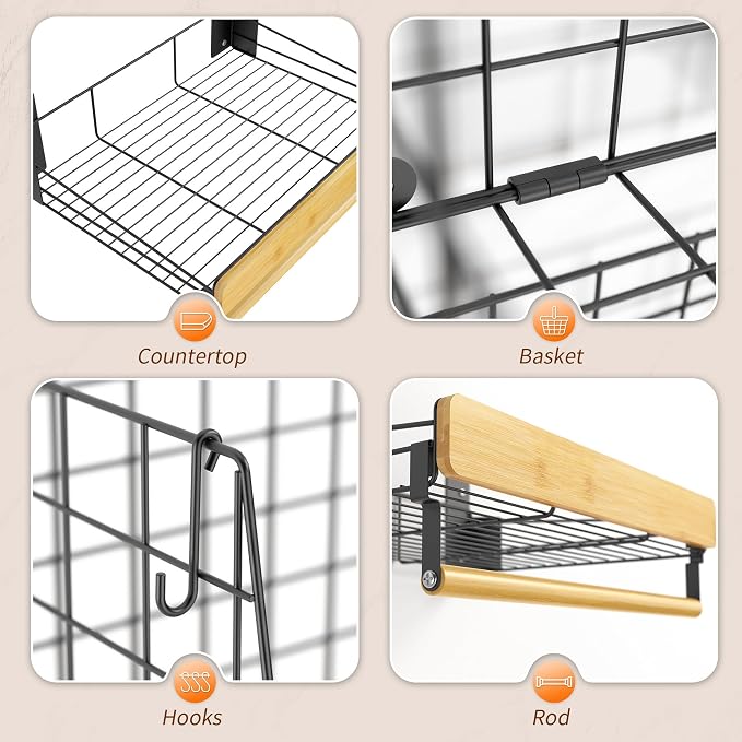 Wall Mounted Laundry Room Shelves, Wire Baskets - Image 4