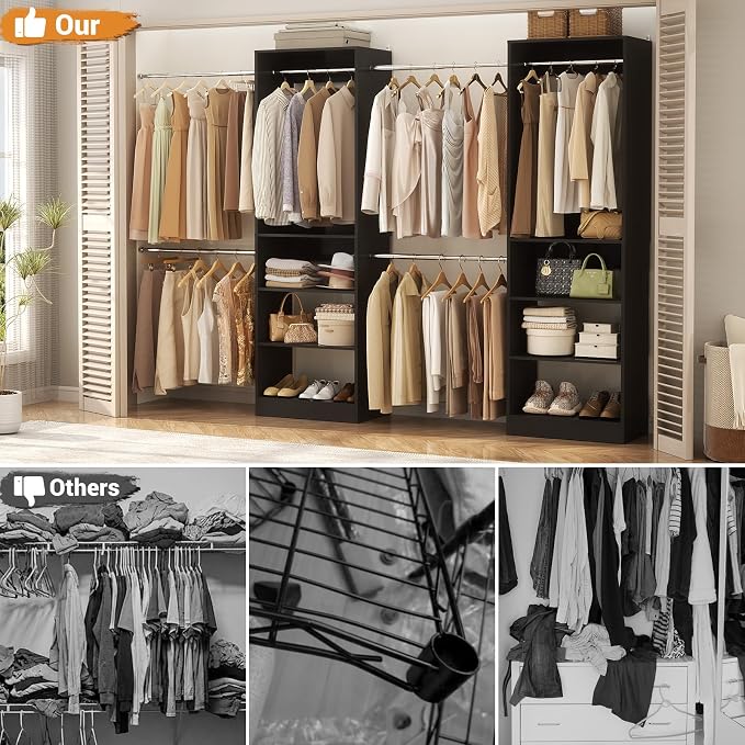 Homieasy Closet System, 4.5-11.5 Ft Expandable Closet Organizer, Walk-in Wood - Image 5