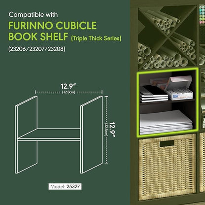 Furinno Cubicle H-Shelf Cube Insert, 2-Tier Cube Organizer, Dark Oak | 12.9W x - Image 3