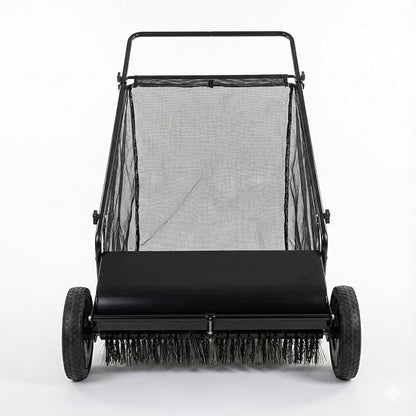 Lawn Push Sweeper, 7 Cu. Ft. Hopper Capacity, 4 Spinning Brushes, Angle & - Image 3