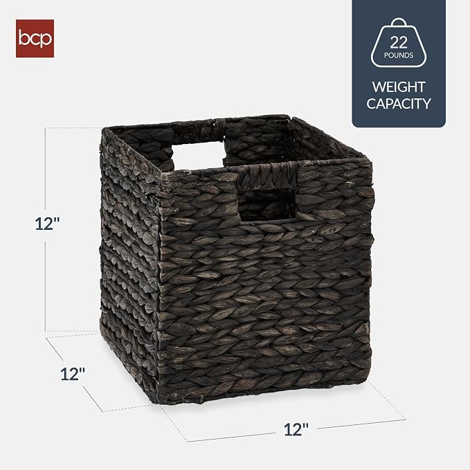 Best Choice Products 12x12in Pack of 5 Cube Storage Baskets, Water Hyacinth - Image 2