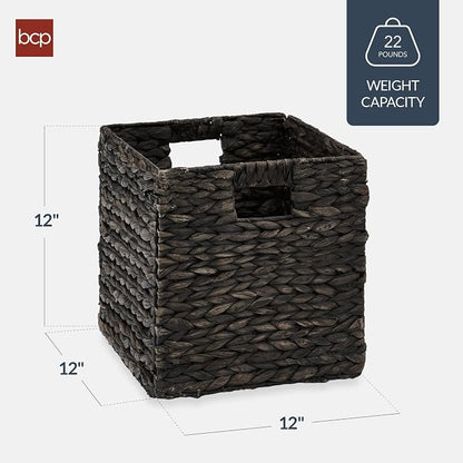 Best Choice Products 12x12in Pack of 5 Cube Storage Baskets, Water Hyacinth - Image 2