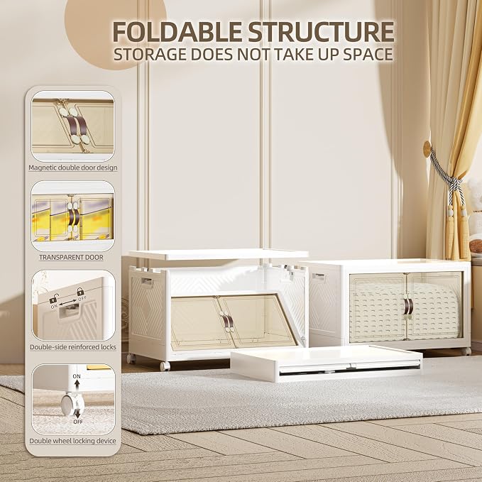 104 QT / 26 Gal Large Foldable Stackable Plastic Storage Cabinet - Image 3