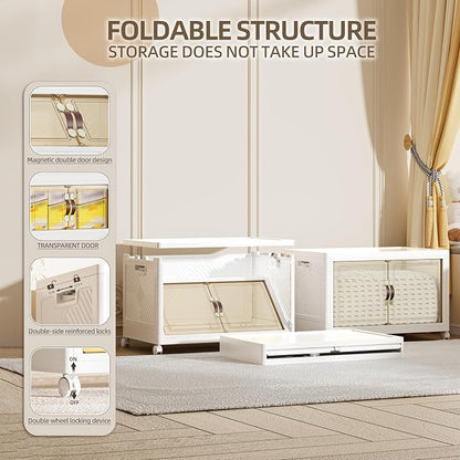 104 QT / 26 Gal Large Foldable Stackable Plastic Storage Cabinet - Image 3