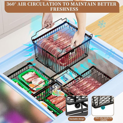 Large Freezer Organizer Bins，Upgraded Bottom Leak-Proof net，Fit 5 to 9 Cu Ft - Image 7
