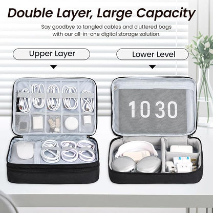 Large Electronic Organizer Travel Case, Double Layer Tech Pouch - Image 4