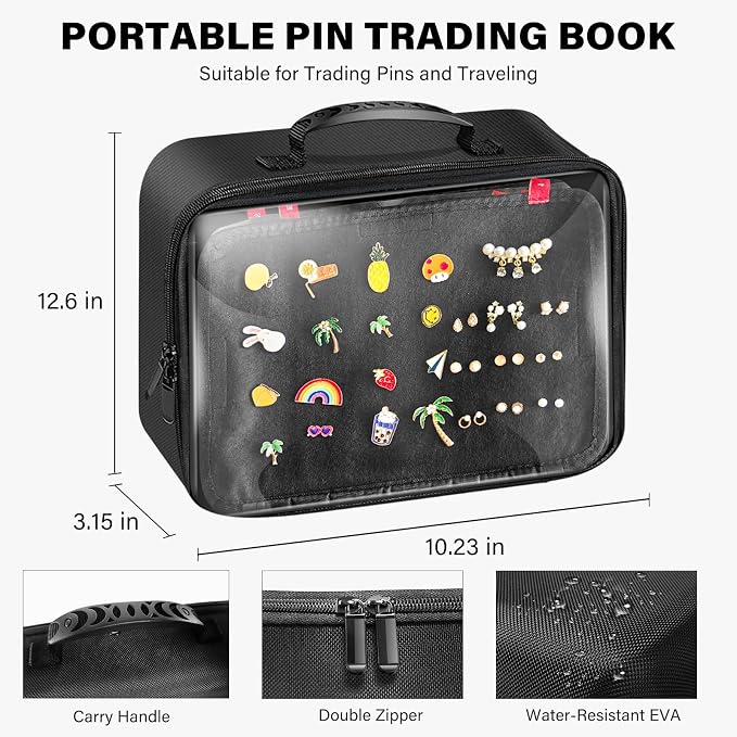 Enamel Pin Display Bag EVA Hard Shell Pin Trading Book, 18 Page Collectible Pin - Image 5