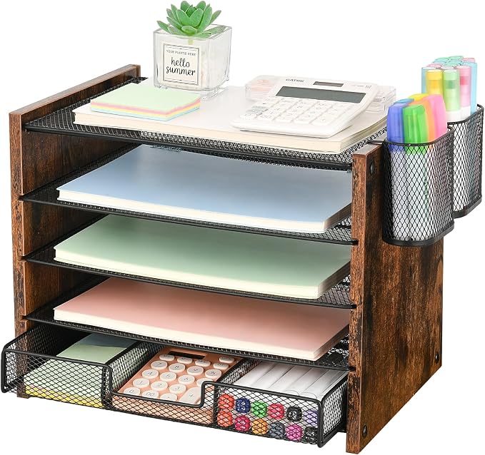 OPNCIE Desk Organizer and Accessories, 5-Tier Paper Letter Tray File Organizer by OPNICE