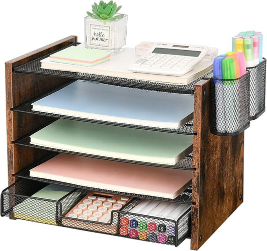 OPNCIE Desk Organizer and Accessories, 5-Tier Paper Letter Tray File Organizer by OPNICE