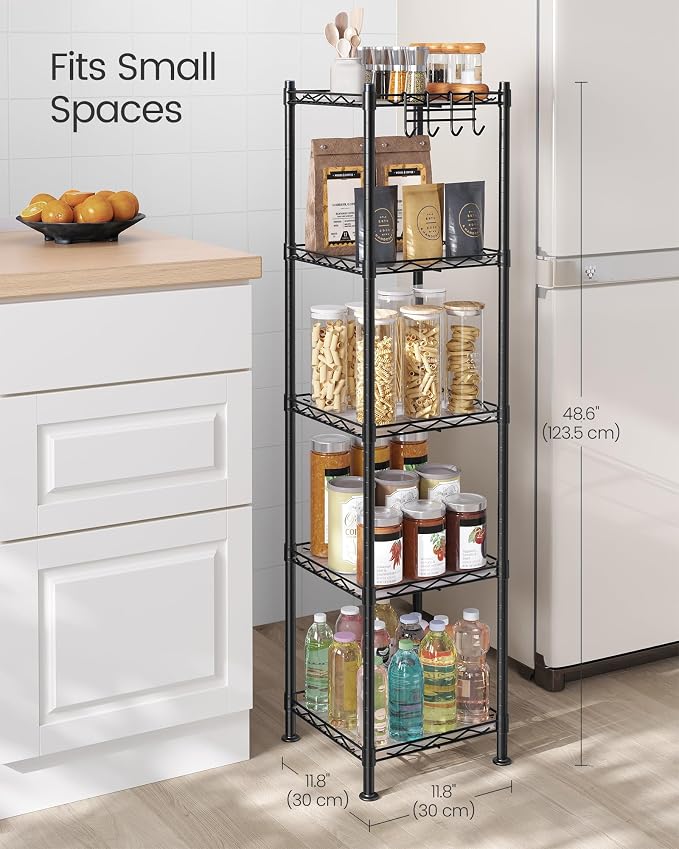 SONGMICS Storage Shelf, Bathroom Shelf, 5 Tier, Ink Black | Small space storage - Image 3