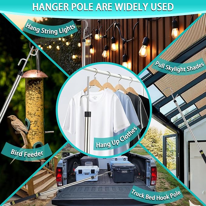 Clothes Hook Pole Heavy Duty, 32 to 80In Retail Clothing Hook Pole | Extra Long - Image 5