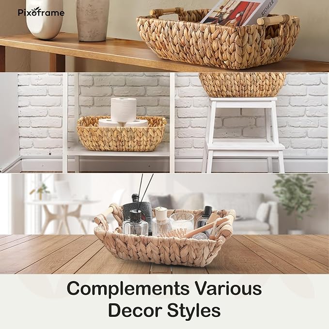 Small Rectangular Handwoven Wicker Basket - Image 6