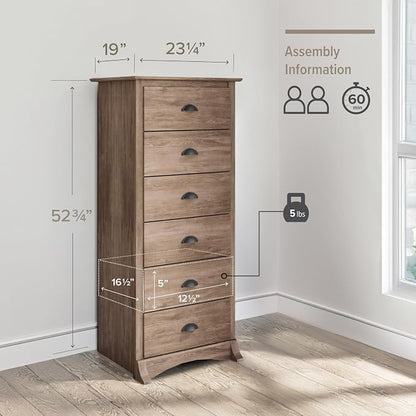 Prepac Salt Spring Rustic 6-Drawer Tall Dresser - Image 3