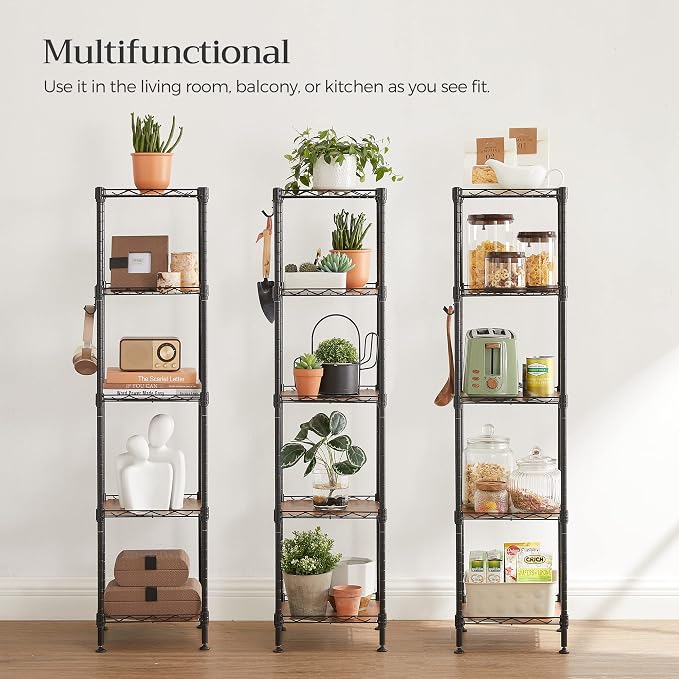 SONGMICS Storage Shelf, Bathroom Storage Rack, 5 Tier, Ink Black | Small space - Image 9