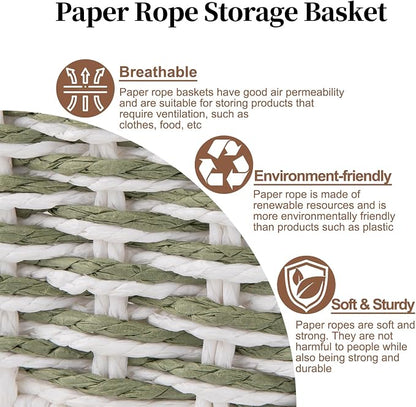 OIAHOMY Toilet Paper Baskets Handmade Paper Rope Decorative Wicker Storage Tank - Image 4