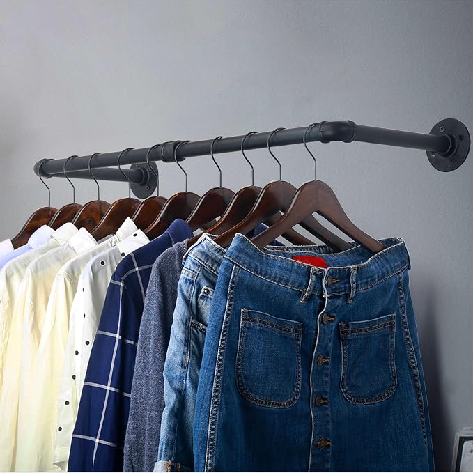 WEBI Clothing Rack Wall Mount, Heavy Duty Iron Garment Rack Bar, Retail Display - Image 4