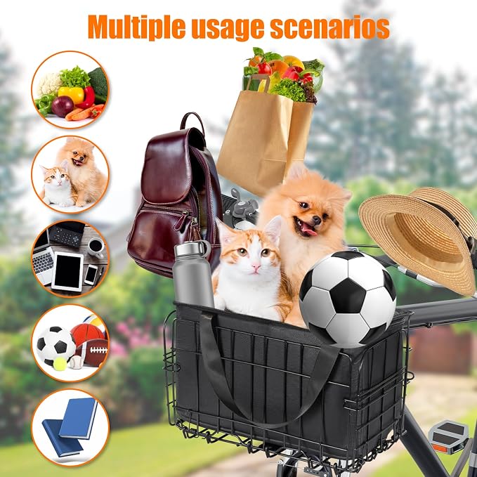 HOMEE Folding Rear Bike Basket Wire Mesh Fold-Up Detachable Front Bag Rear | - Image 7