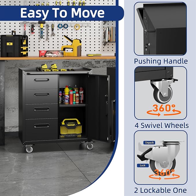 Metal Tool Cabinet, Garage Storage Cabinet System, Wall Cabinet & Locking - Image 5