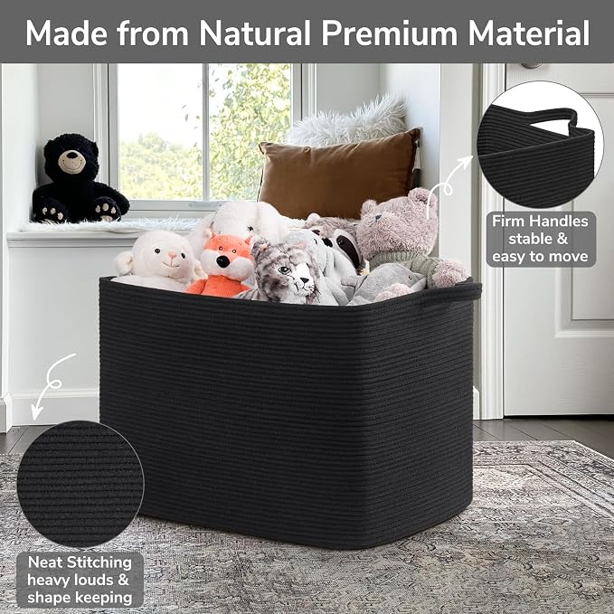 Goodpick Large Woven Storage Basket, 105L Extra Large Blanket Basket - Image 6