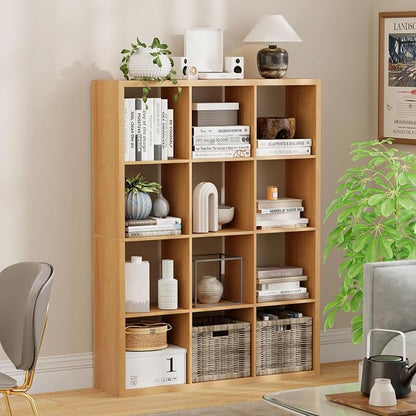 12 Cube Storage Organizer, Wooden Cube Shelf Bookcase by JPIZISO