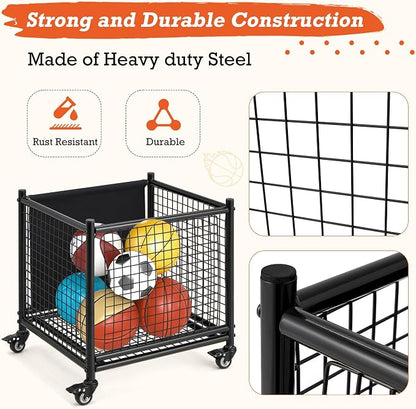 AECOJOY Ball Cart Storage, Rolling Basketball Bin - Image 5
