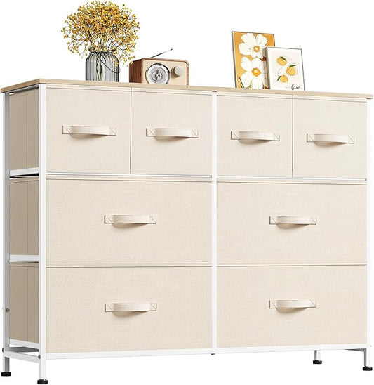 WLIVE Wide Dresser for Bedroom, 8 Drawer Chest of Drawers, Cream White | 8 by WLIVE
