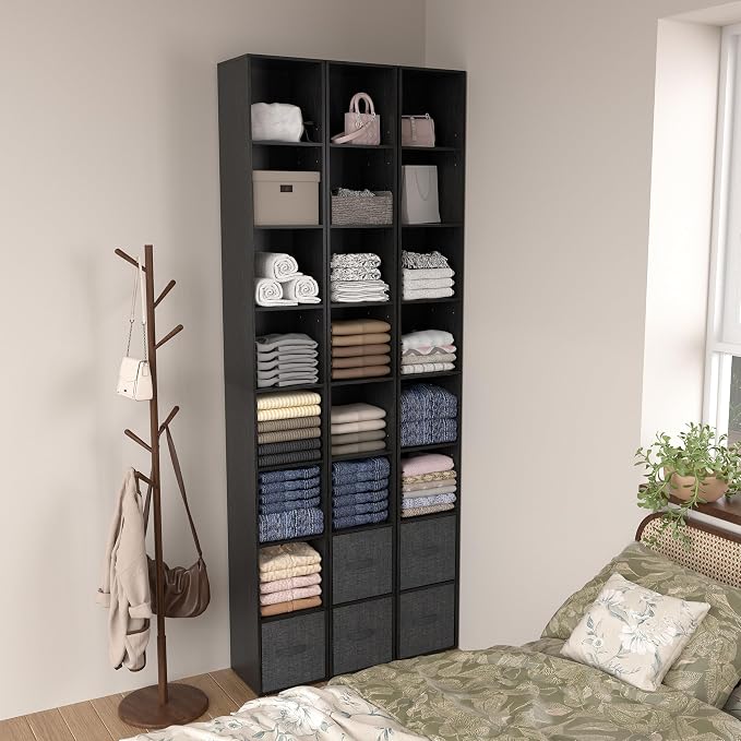 8-Cube Storage Organizer Bookcase, Tall Narrow Bookshelf - Image 6