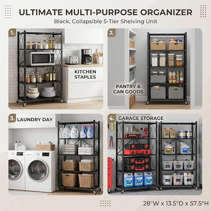 5-Tier Foldable Storage Shelves - Image 7