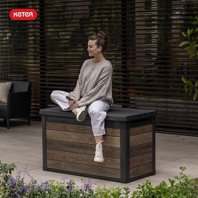 Keter Walnut 100 Gallon Resin Deck Box-Organization and Storage - Image 9