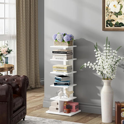 TUTOTAK Book Shelf, Narrow Spine Bookshelf, 6-Tier Bookcase - Image 5