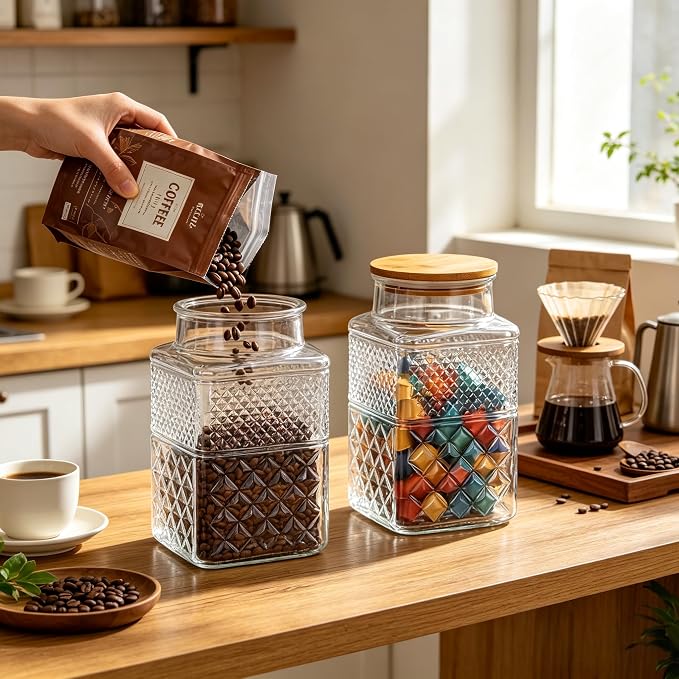 Large Glass Storage Jar, 60 FL OZ Glass Food Storage Containers - Image 2
