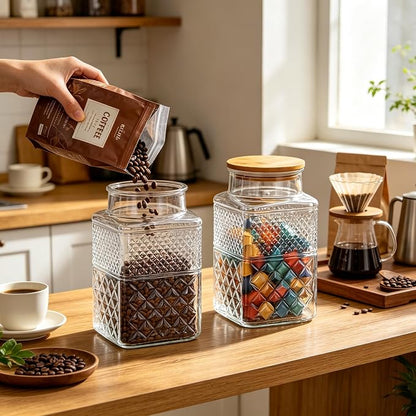 Large Glass Storage Jar, 60 FL OZ Glass Food Storage Containers - Image 2