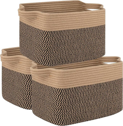 OIAHOMY 3 Pack Storage Basket for Organizing, Woven Basket Basket by MasterofSpaceOptimization