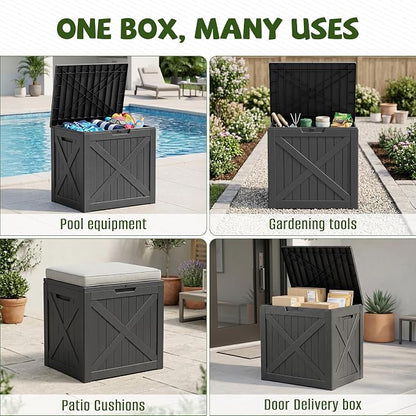 40 Gallon Waterproof Resin Deck Box, Outdoor Lockable Toy Storage Box Container - Image 2