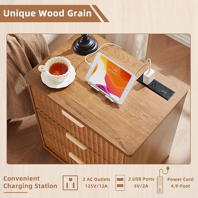 LEYAOYAO Fluted Nightstand - Image 4