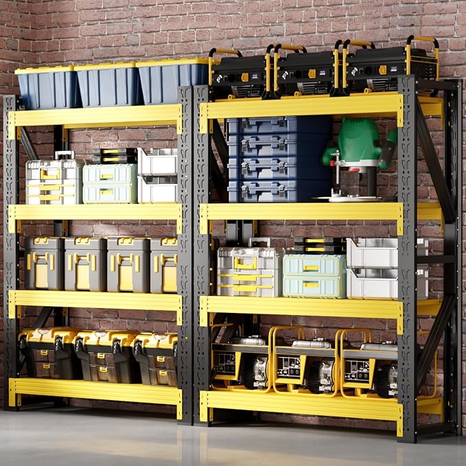 32" W Garage Shelving, 4-Tier Heavy Duty Storage Shelves Unit - Image 3