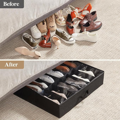 Lifewit Under Bed Shoe Storage Organizer 2 Pack, 4.3 Inches Profile Fabric - Image 6